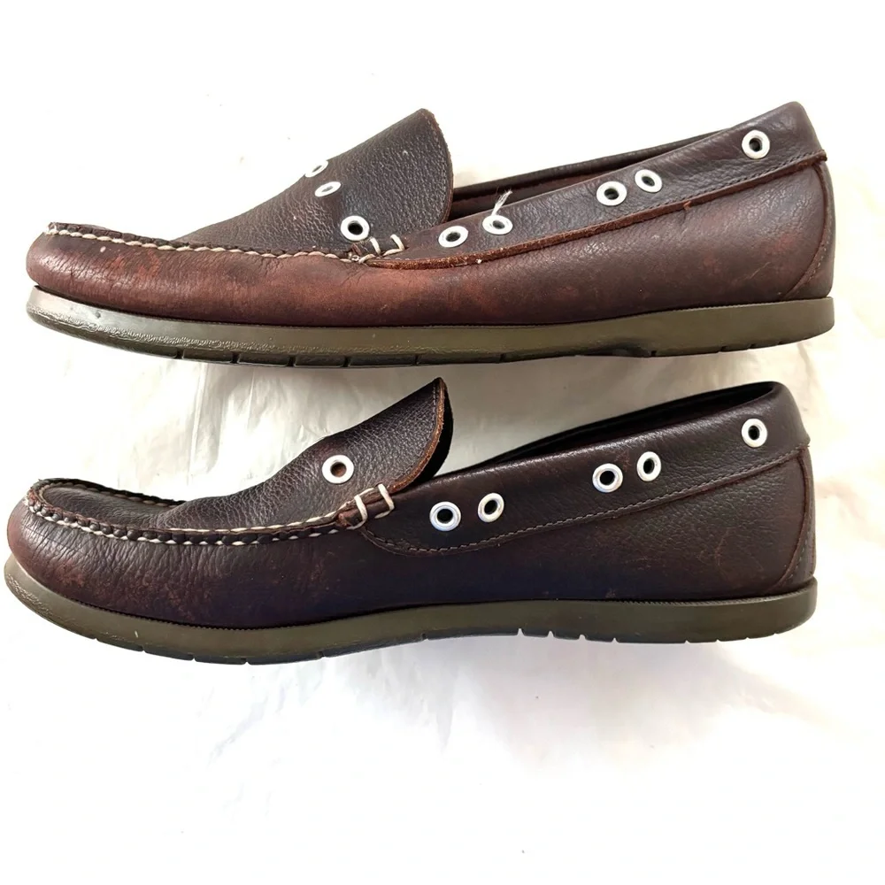 L.L. Bean Brown Boat Shoes Leather Camp Moc SZ 10 Worn 1X Indoors